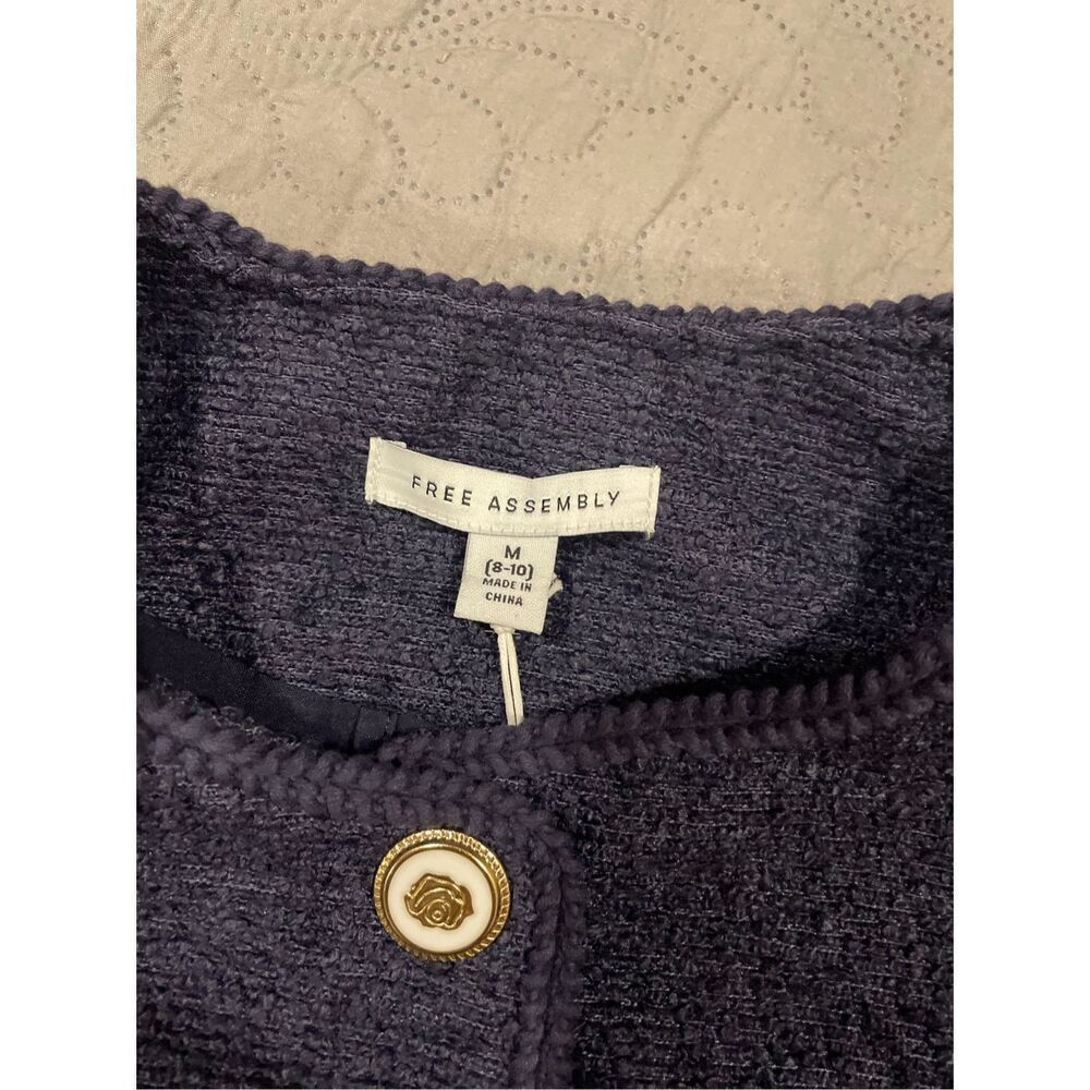 Free Assembly Navy Blue Knit Blazer Jacker Medium 8/10 New - Picture 4 of 8